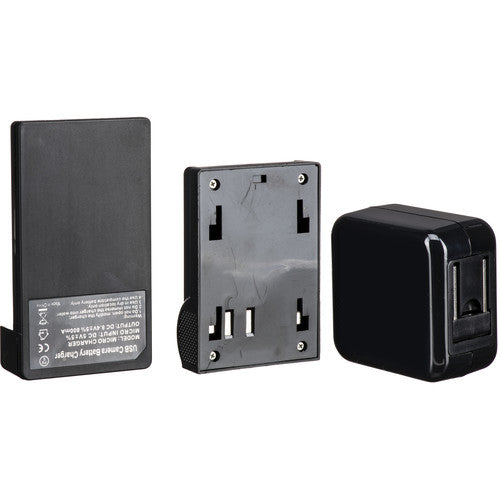 Cargador de batería DV individual ikan y adaptador de pared USB con placa Sony L-Series