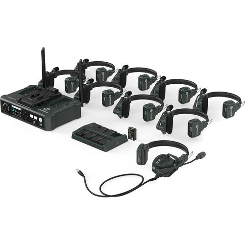 Solidcom C1-HUB8S con 9 auriculares y base HUB. Sistema de Intercomunicación inalámbrico.