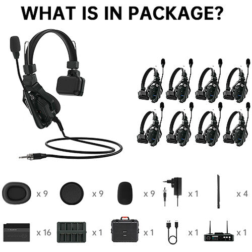 Sistema de Intercomunicación inalámbrico Solidcom C1-HUB8S con 9 auriculares y base HUB (1,9 GHz)