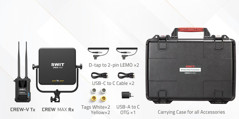 SWIT CREW V-MAX – Transmisión Inalámbrica Profesional de Video 3 km / 10,000 pies (V-Mount Dual Sided)