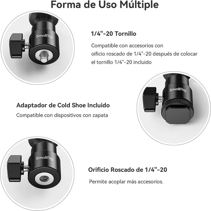 Microcabezales con zapata para cámaras SmallRig 2059 (Paquete de 2)