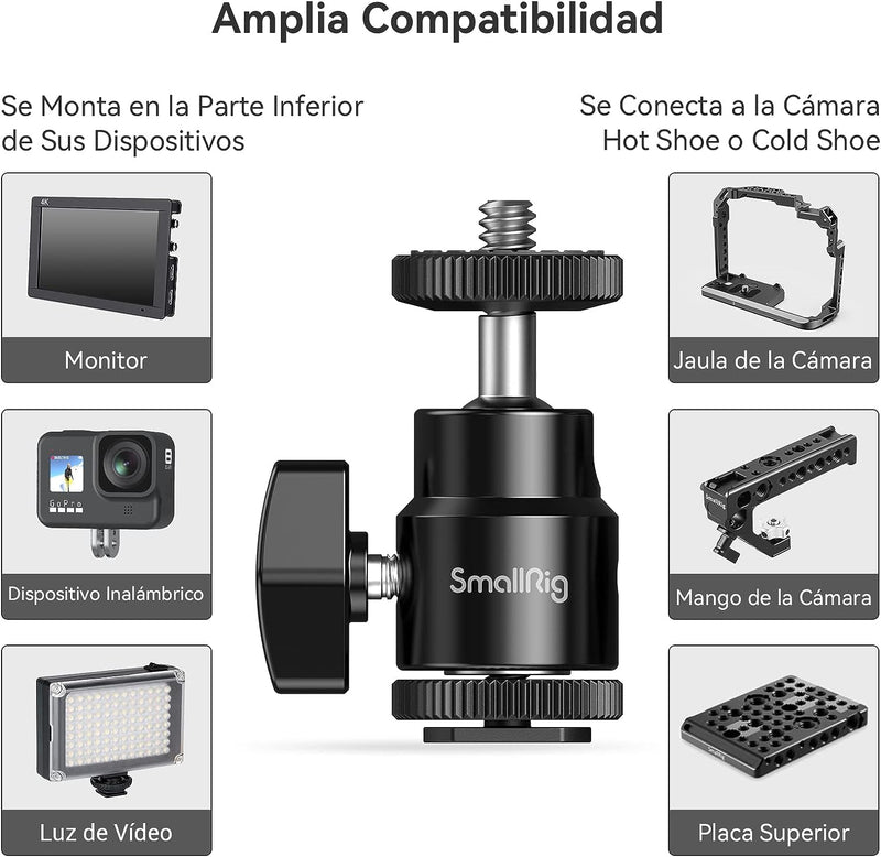 Microcabezales con zapata para cámaras SmallRig 2059 (Paquete de 2)