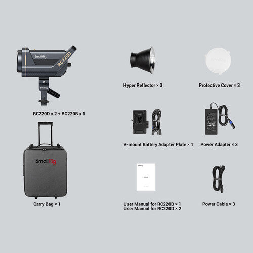 Kit de 3 luces COB (2*RC220D + 1*RC220B) SmallRig 4012