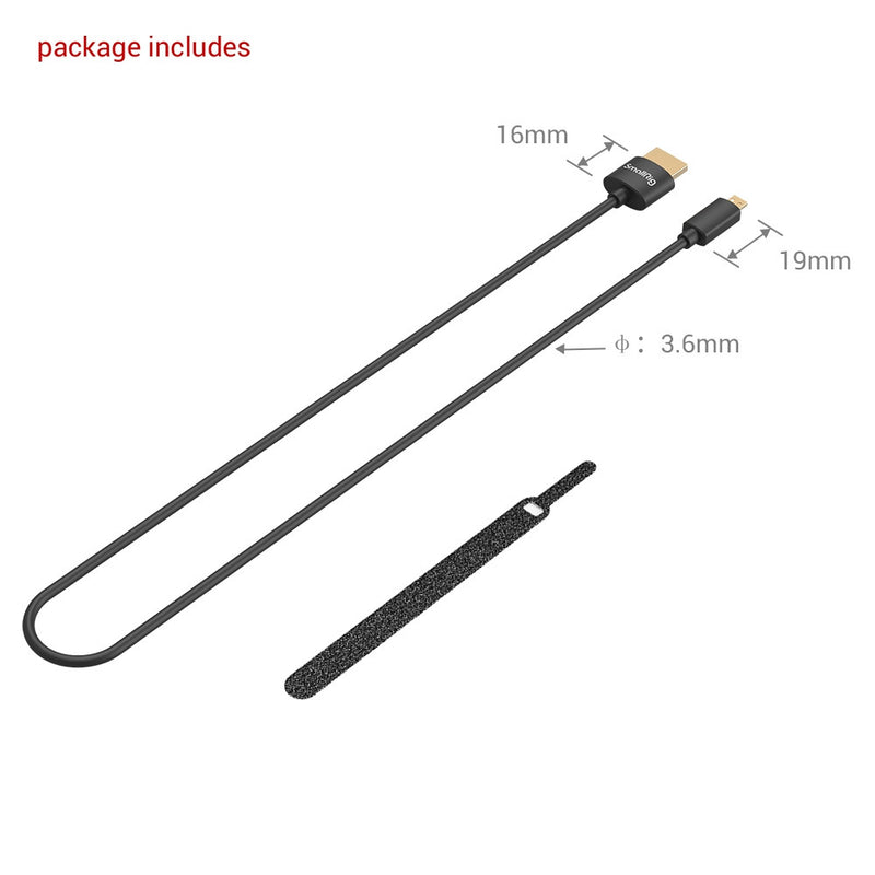 Cable HDMI a MICRO HDMI Ultra Slim 4K – SMALLRIG 3043 (55cm)