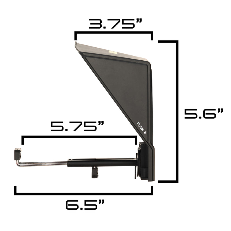 Dimensiones del TELEPROMPTERPARATELEFONOHOMESTREAMPARACAMARASDSLRYSINESPEJOCONARODELUZDE45cm1